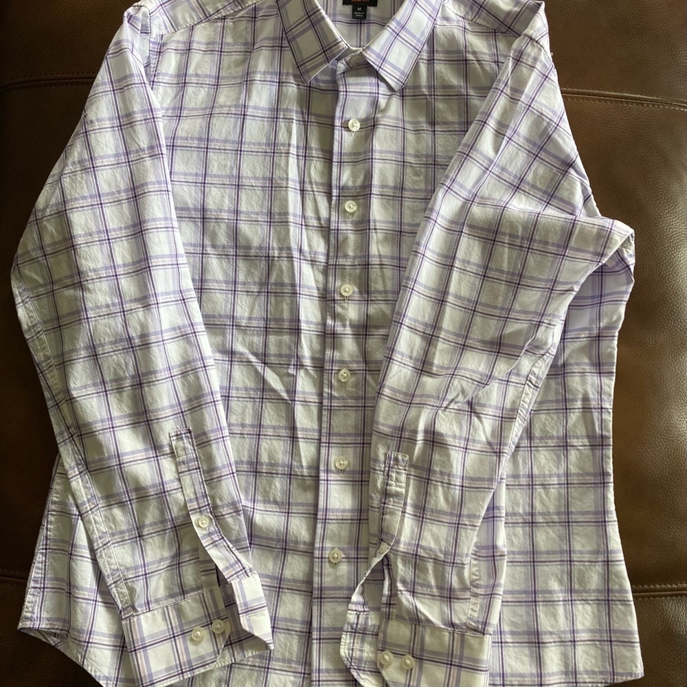 APT 9 Men's Slim Fit Purple Plaid Windowpane Button Up Long Sleeve Shirt Size M